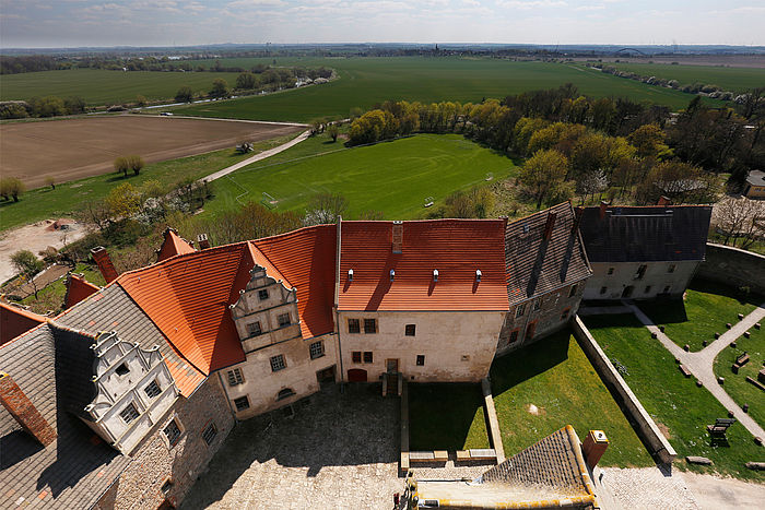 Plötzkau Castle, view from the keep, photograph: Christoph Jann, © Kulturstiftung Sachsen-Anhalt
